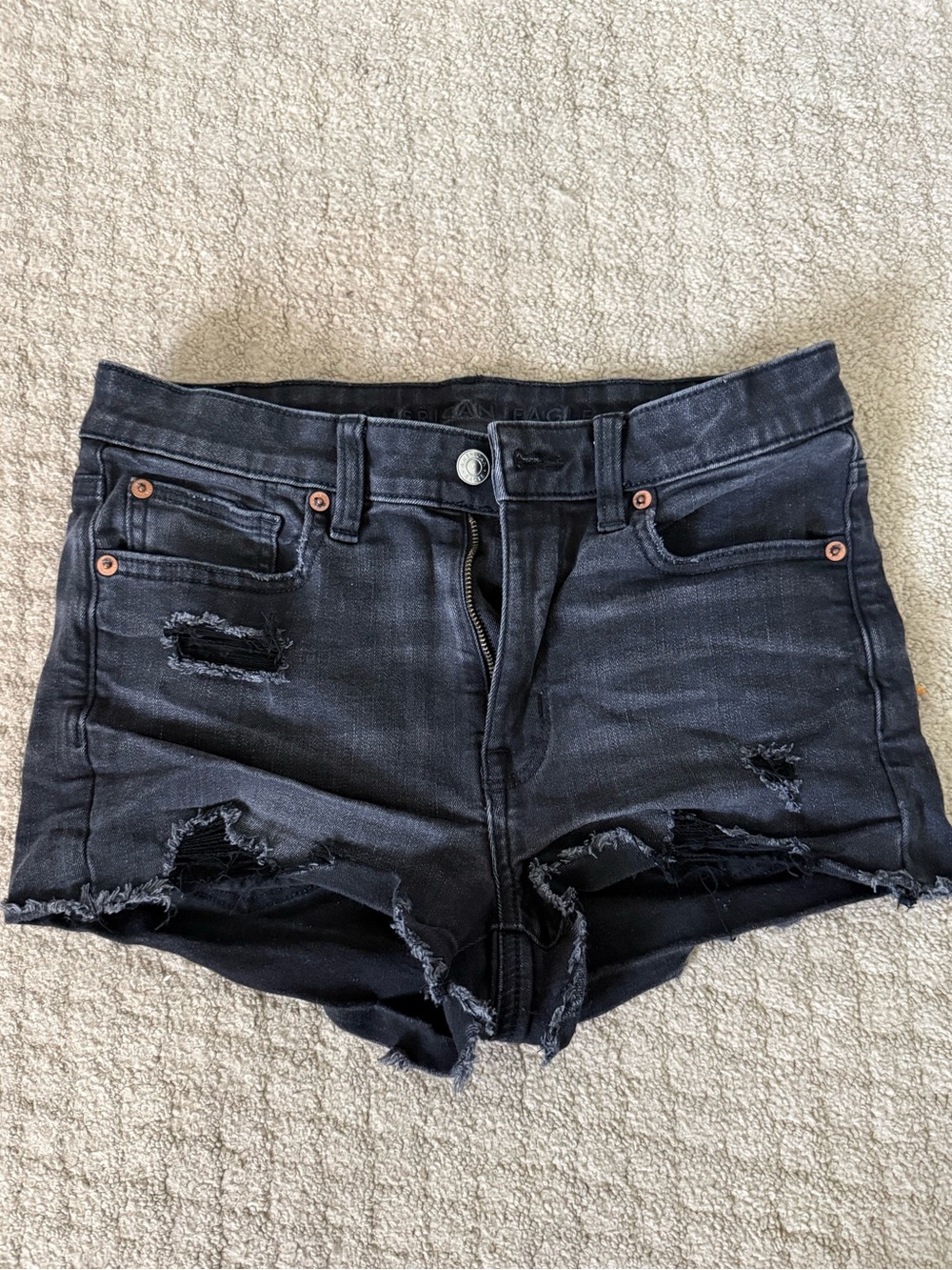 American Eagle Outfitters Black Distressed Denim Cutoff Shorts
